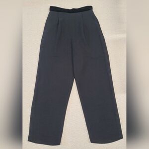 Black Dress Pants 10 Office Velvet Waist Hidden Back Zipper Trousers Flowy EUC